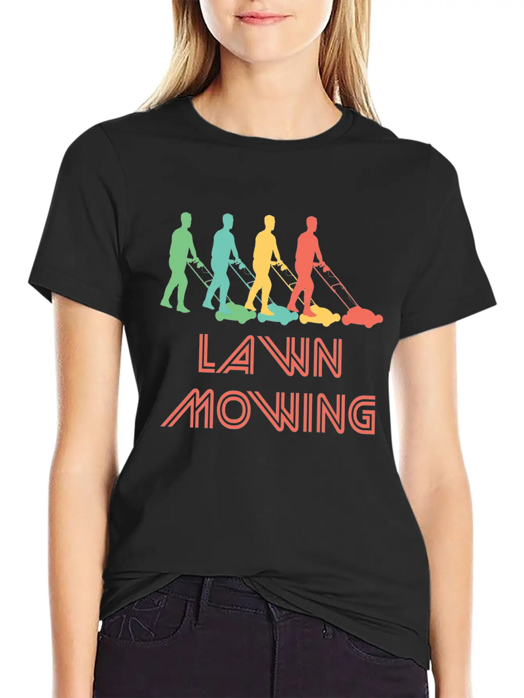 Retro Lawn Mowing Pop Art Essential Cotton Tee For Daily Outfits – Unisex Style