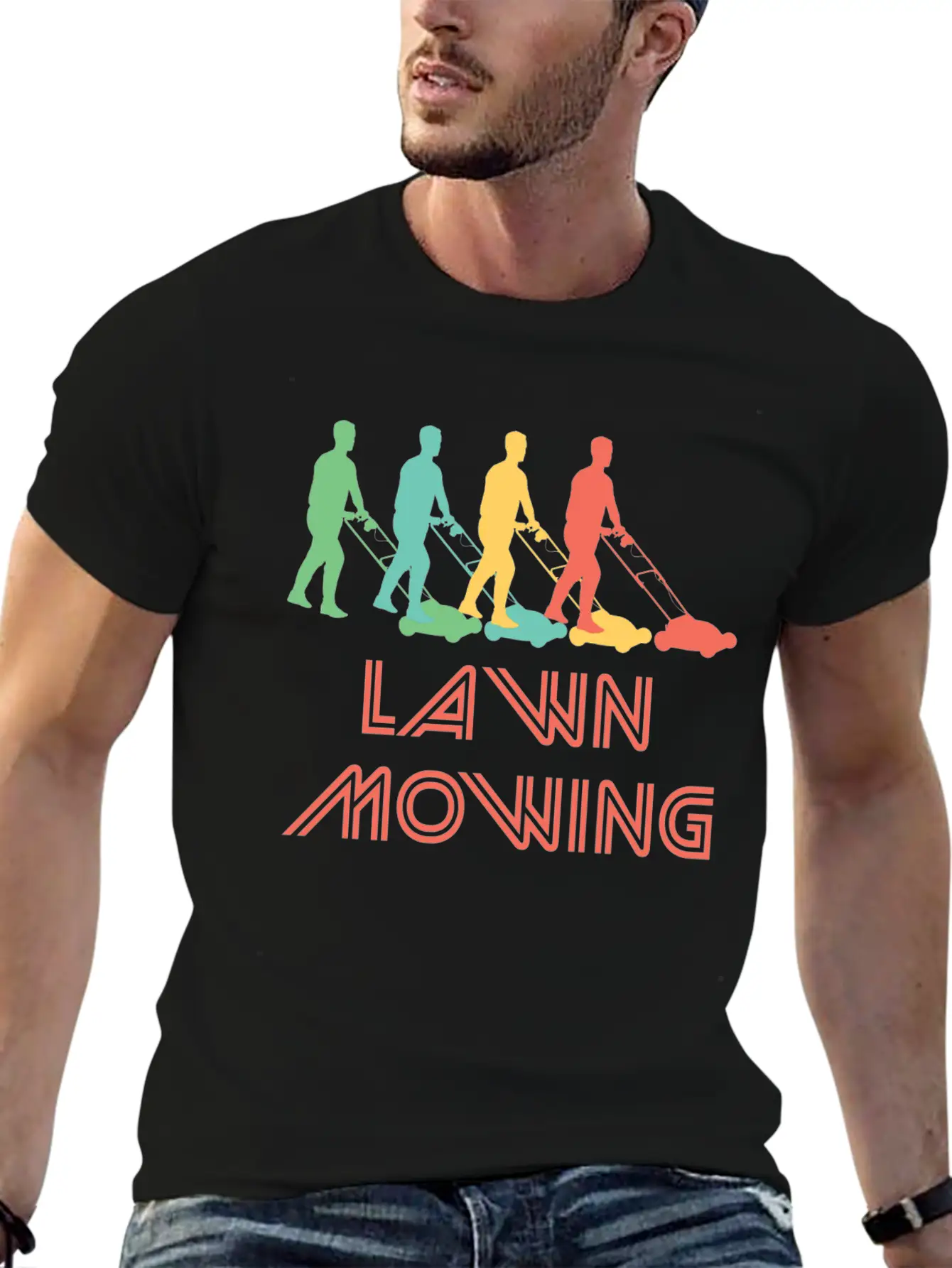 Retro Lawn Mowing Pop Art Essential Cotton Tee For Daily Outfits – Unisex Style