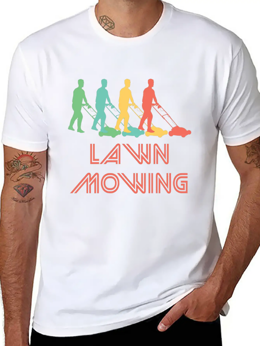 Retro Lawn Mowing Pop Art Essential Cotton Tee For Daily Outfits – Unisex Style