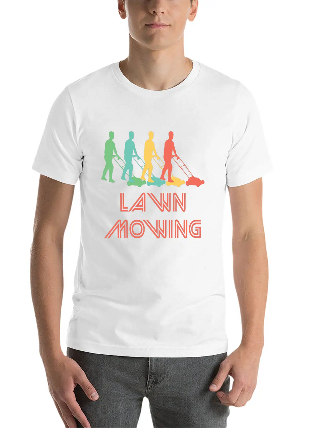 Retro Lawn Mowing Pop Art Essential Cotton Tee For Daily Outfits – Unisex Style