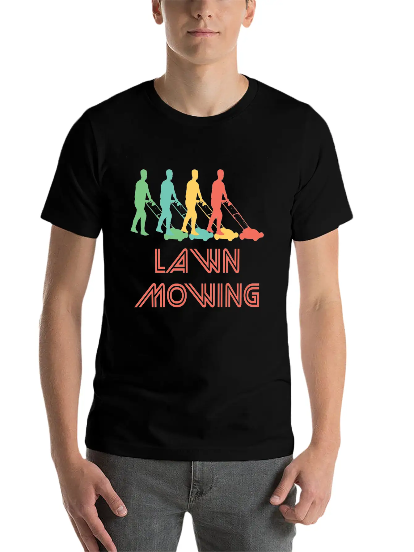 Retro Lawn Mowing Pop Art Essential Cotton Tee For Daily Outfits – Unisex Style