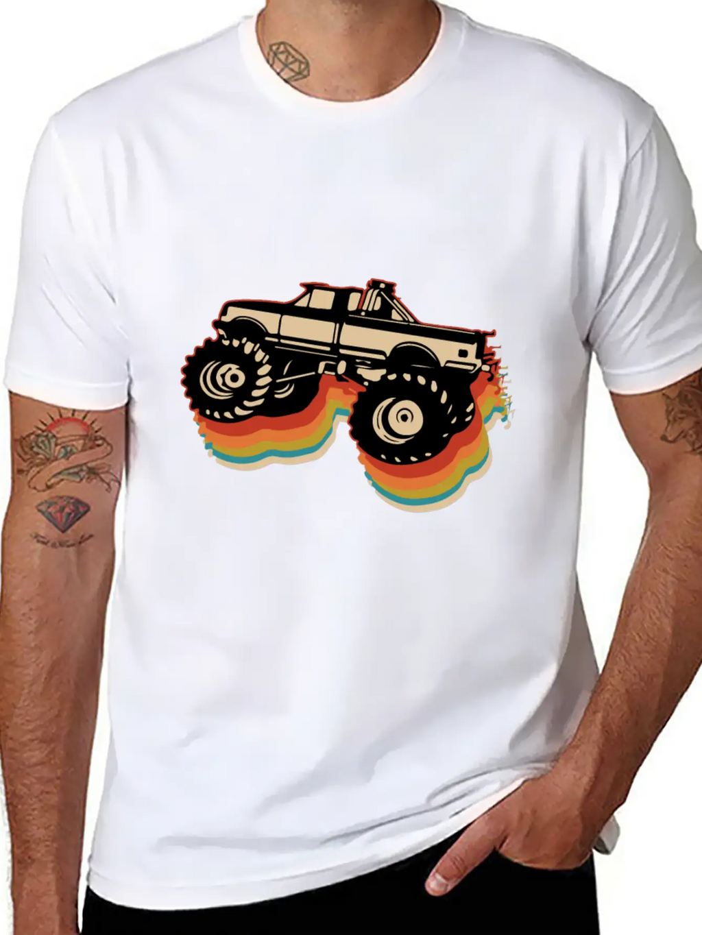 Retro Monster Trucks Gift | Vintage Big Trucks Unisex Casual T-Shirt – Clean Design For Daily Comfort