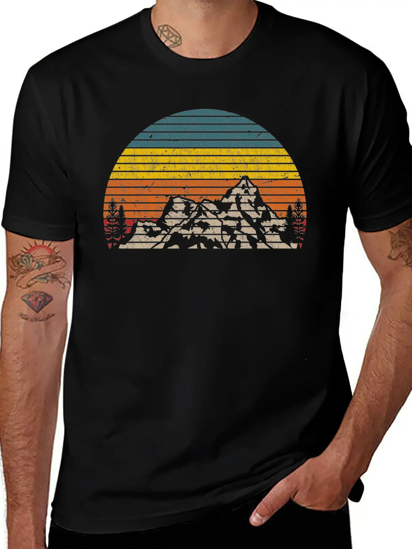Retro Mountain Sunset Outdoor Hiking And Camping Unisex Casual T-Shirt – Clean Design For Daily Comfort