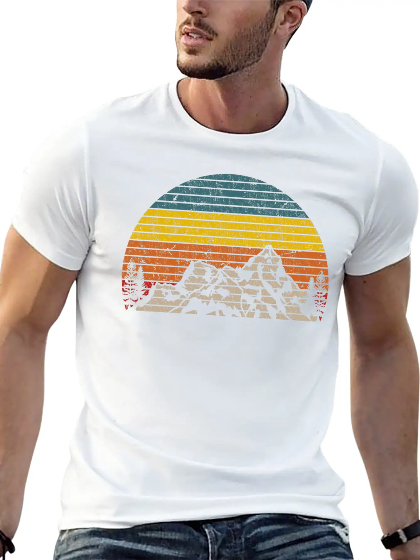 Retro Mountain Sunset Outdoor Hiking And Camping Unisex Casual T-Shirt – Clean Design For Daily Comfort