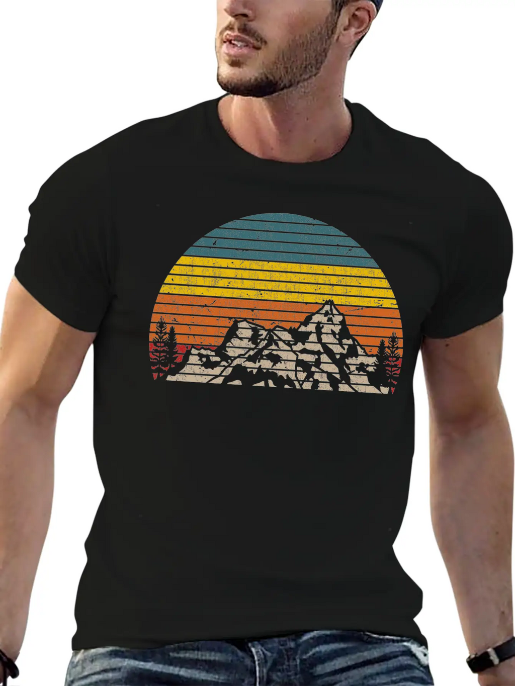 Retro Mountain Sunset Outdoor Hiking And Camping Unisex Casual T-Shirt – Clean Design For Daily Comfort