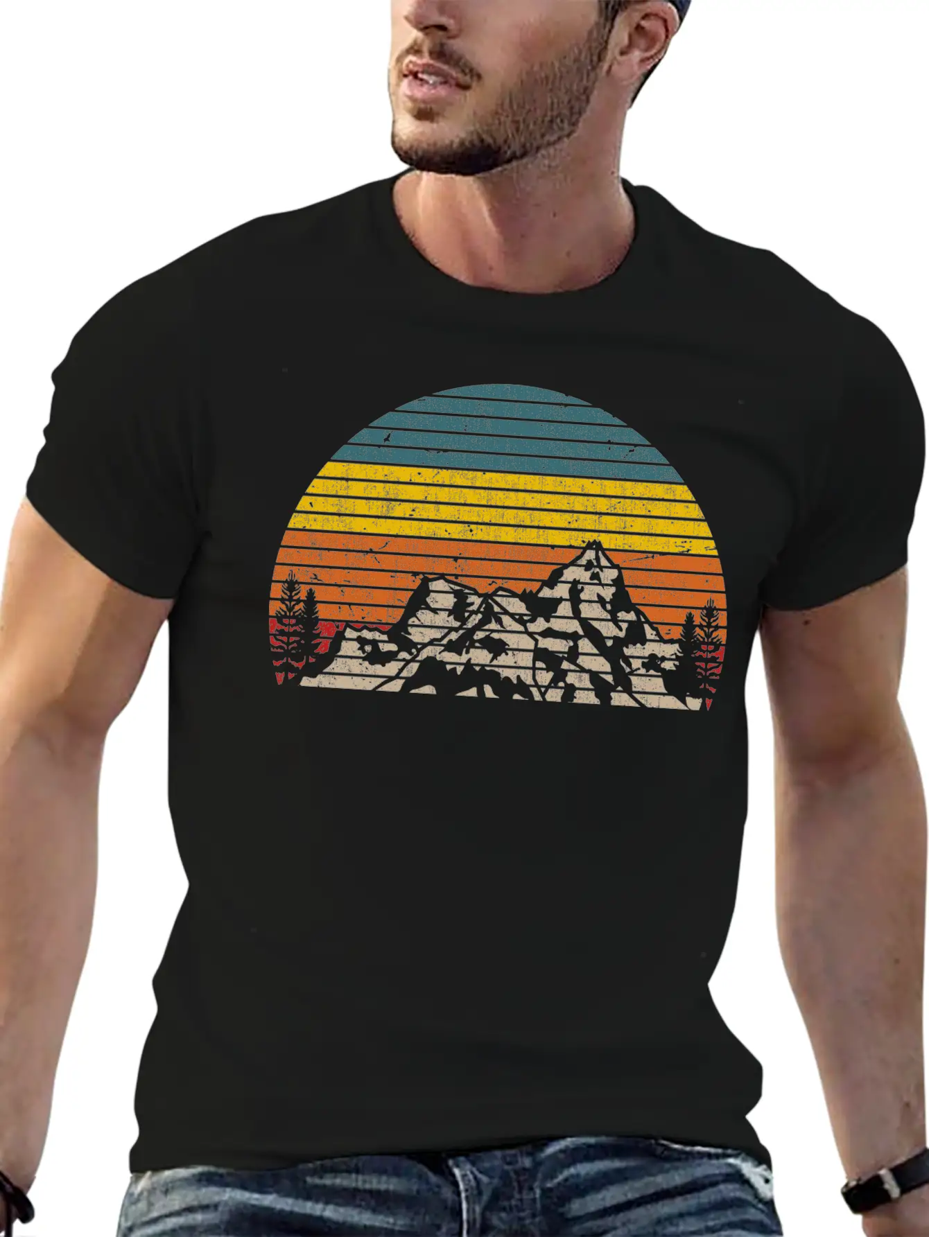 Retro Mountain Sunset Outdoor Hiking And Camping Unisex Casual T-Shirt – Clean Design For Daily Comfort