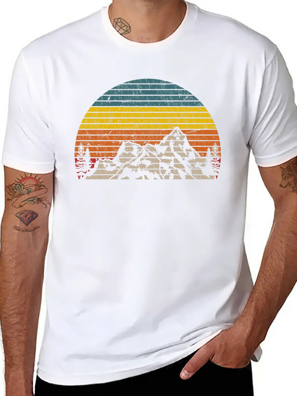 Retro Mountain Sunset Outdoor Hiking And Camping Unisex Casual T-Shirt – Clean Design For Daily Comfort