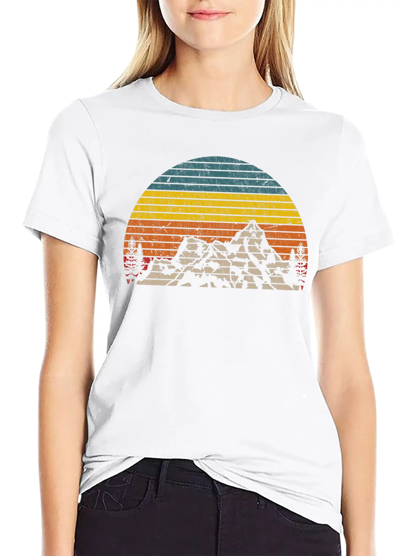Retro Mountain Sunset Outdoor Hiking And Camping Unisex Casual T-Shirt – Clean Design For Daily Comfort