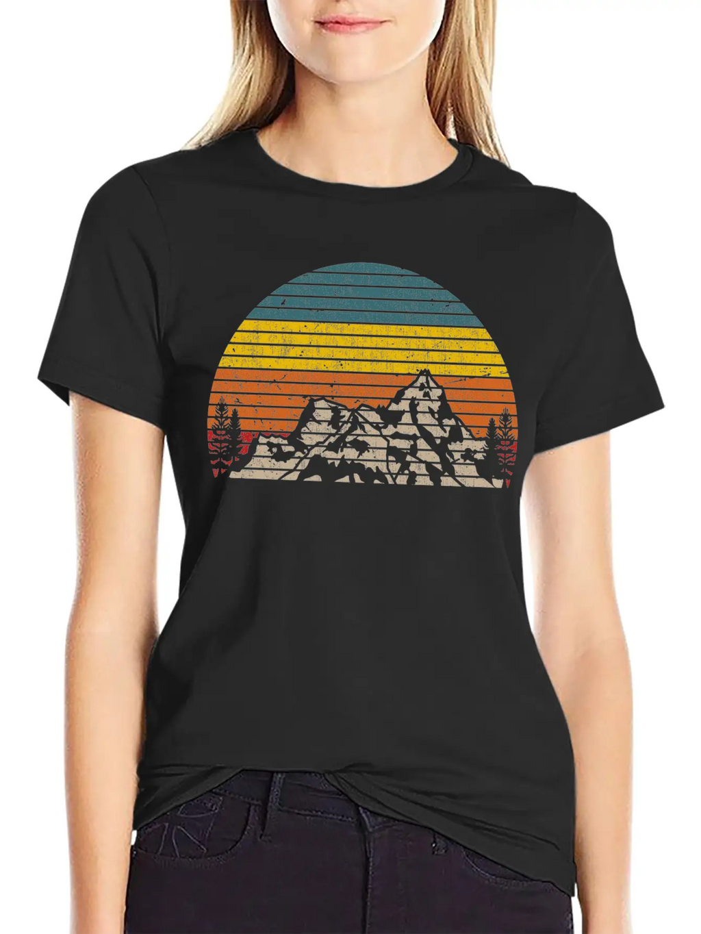 Retro Mountain Sunset Outdoor Hiking And Camping Unisex Casual T-Shirt – Clean Design For Daily Comfort