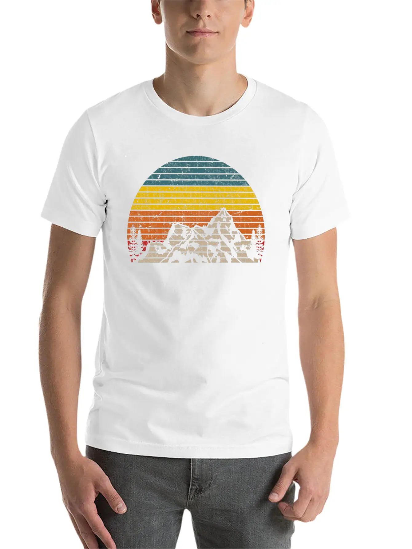 Retro Mountain Sunset Outdoor Hiking And Camping Unisex Casual T-Shirt – Clean Design For Daily Comfort