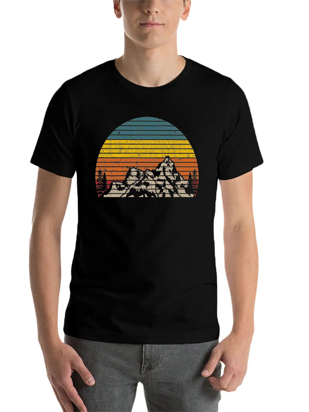 Retro Mountain Sunset Outdoor Hiking And Camping Unisex Casual T-Shirt – Clean Design For Daily Comfort