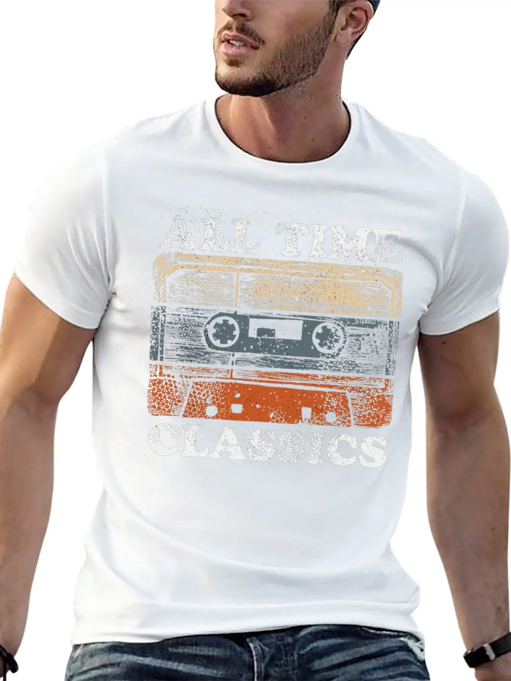 Retro Musik Kassette Skizze Vintage Audio Unisex Short Sleeve Soft Cotton T-Shirt – Casual Everyday Wear