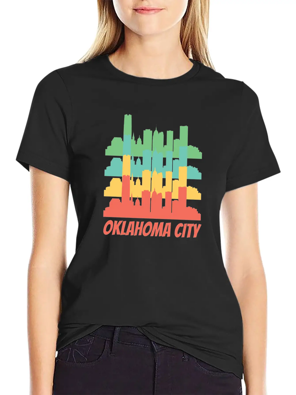 Retro Oklahoma City OK Skyline Pop Art Essential Cotton Tee For Daily Outfits – Unisex Style