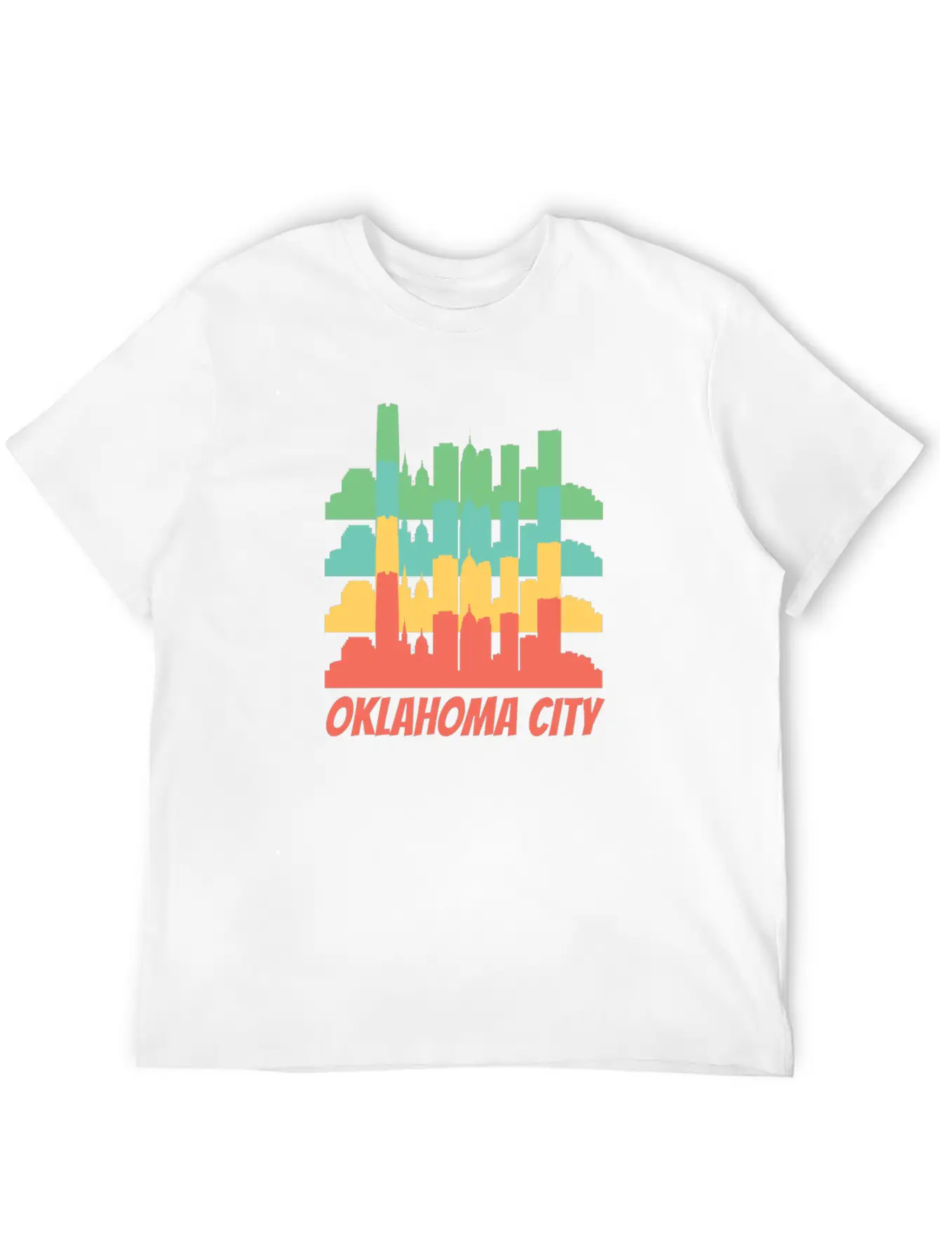 Retro Oklahoma City OK Skyline Pop Art Essential Cotton Tee For Daily Outfits – Unisex Style