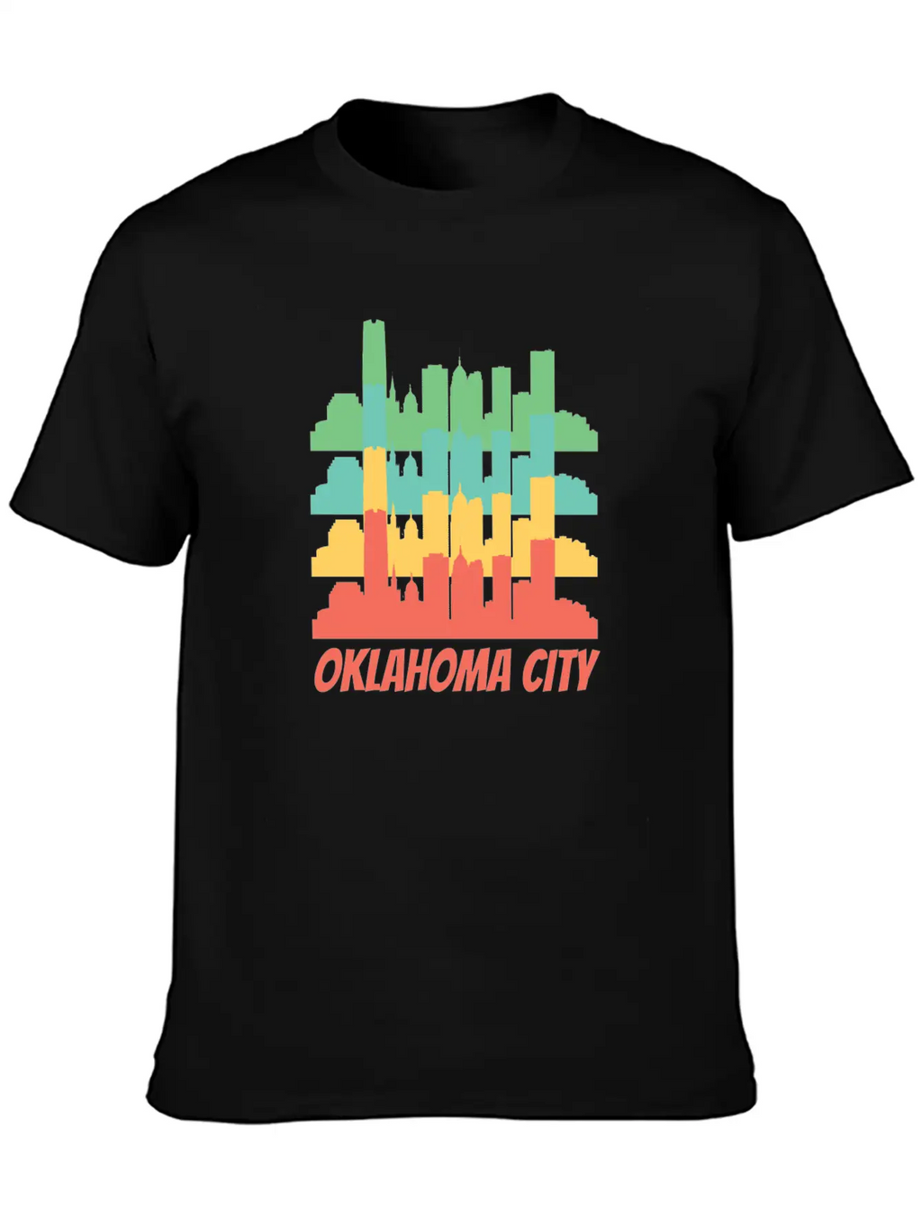 Retro Oklahoma City OK Skyline Pop Art Essential Cotton Tee For Daily Outfits – Unisex Style