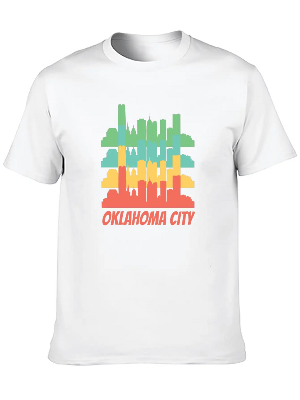 Retro Oklahoma City OK Skyline Pop Art Essential Cotton Tee For Daily Outfits – Unisex Style