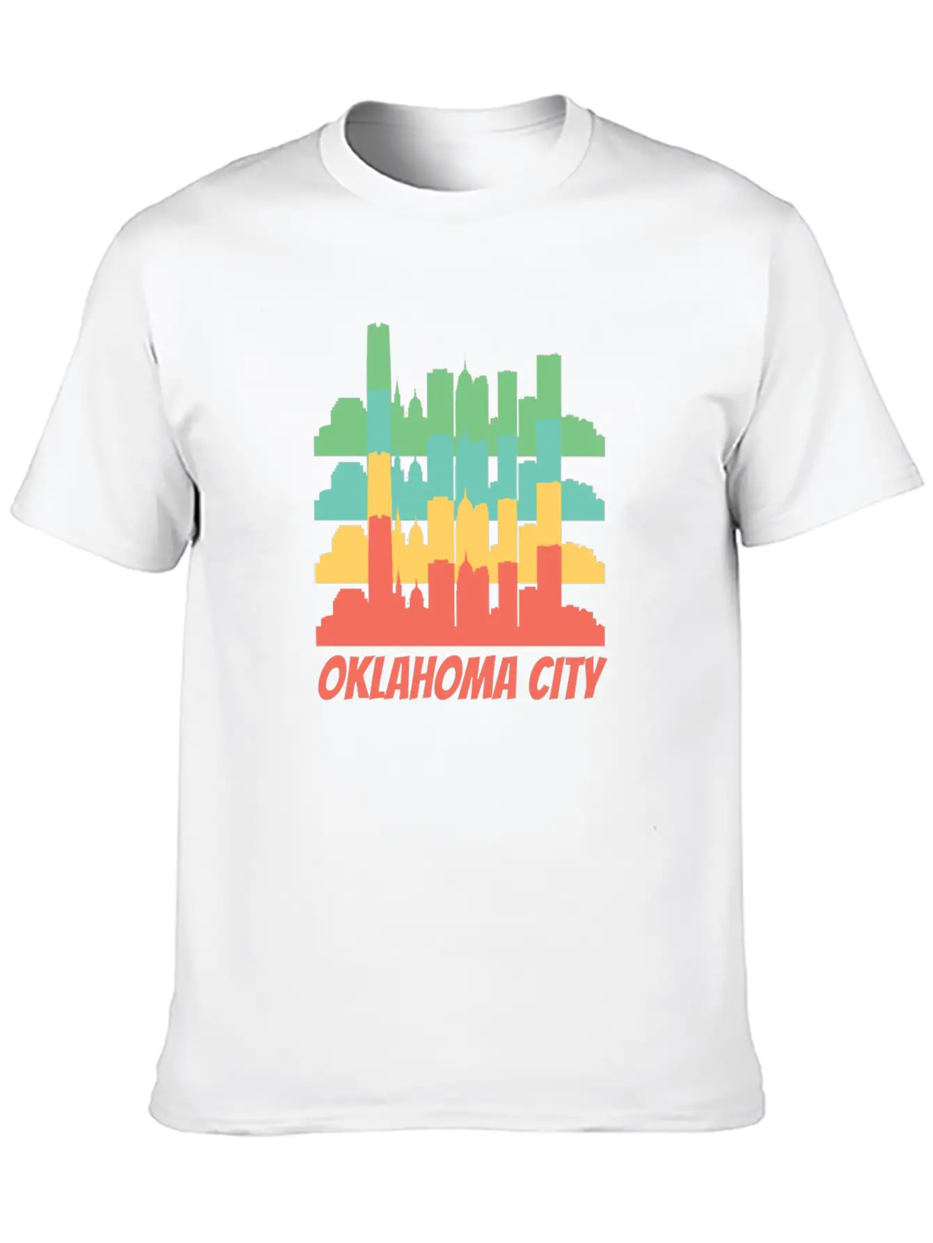 Retro Oklahoma City OK Skyline Pop Art Essential Cotton Tee For Daily Outfits – Unisex Style