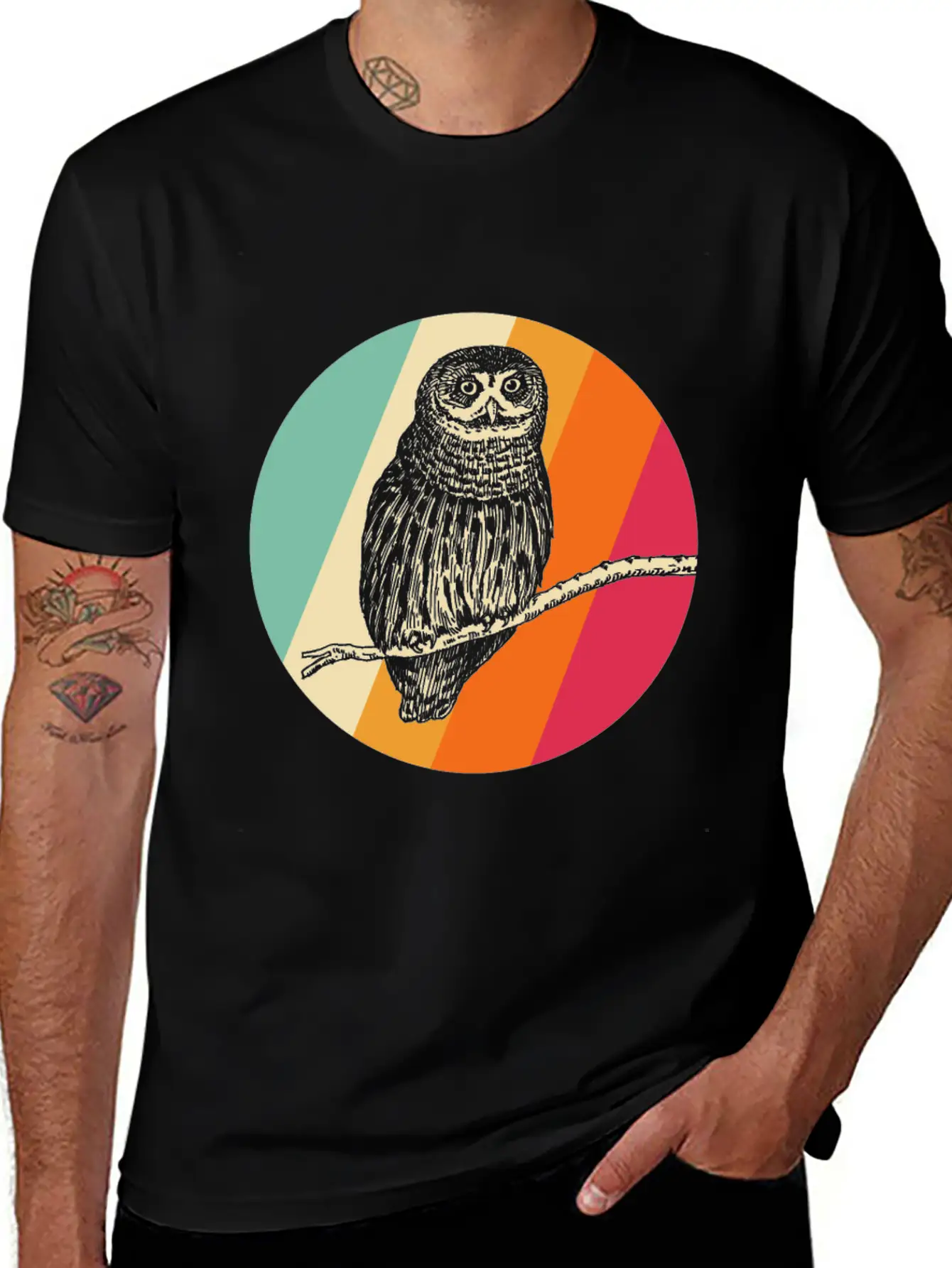 Retro Owl Essential Cotton Tee For Daily Outfits – Unisex Style