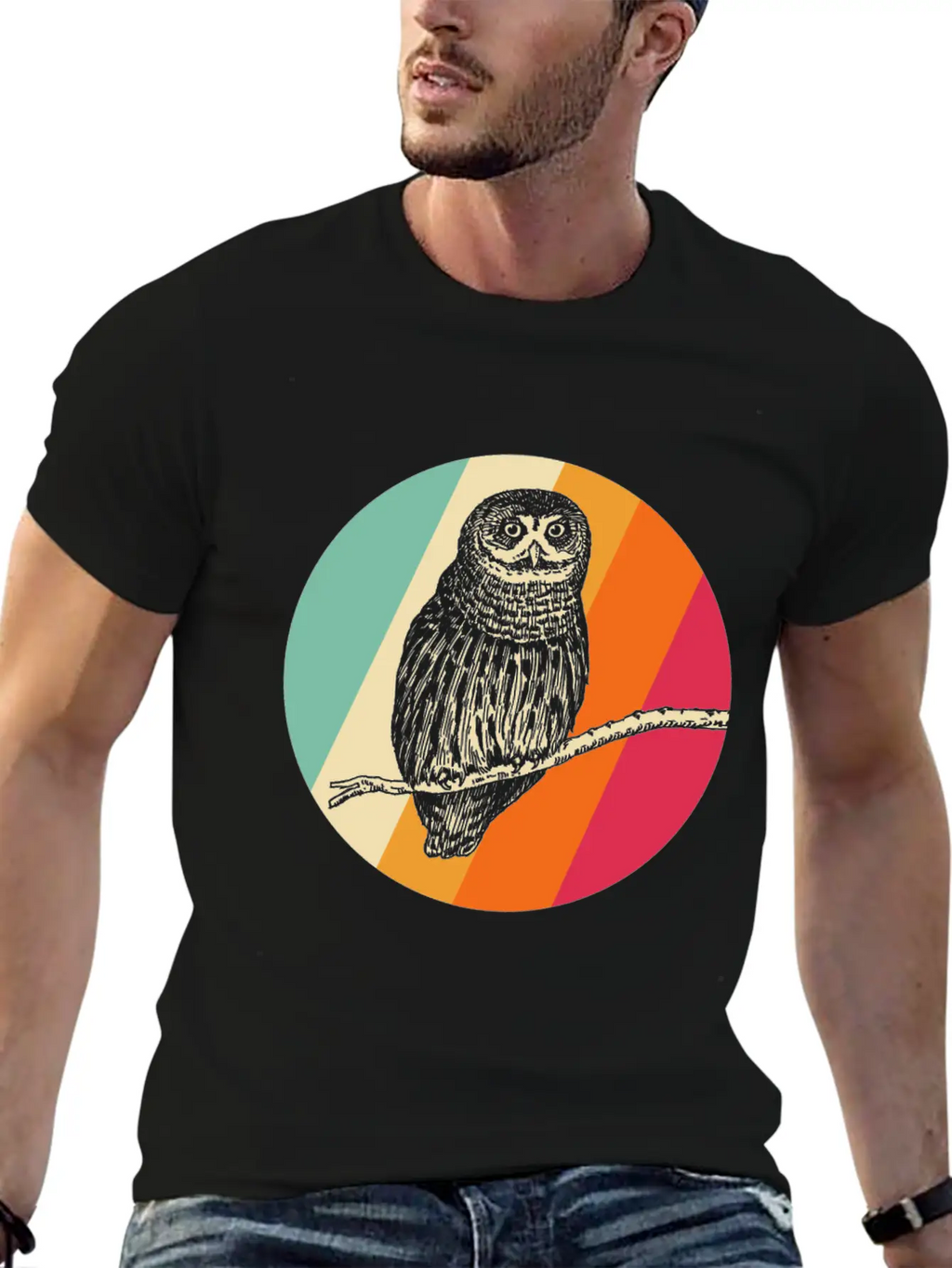 Retro Owl Essential Cotton Tee For Daily Outfits – Unisex Style