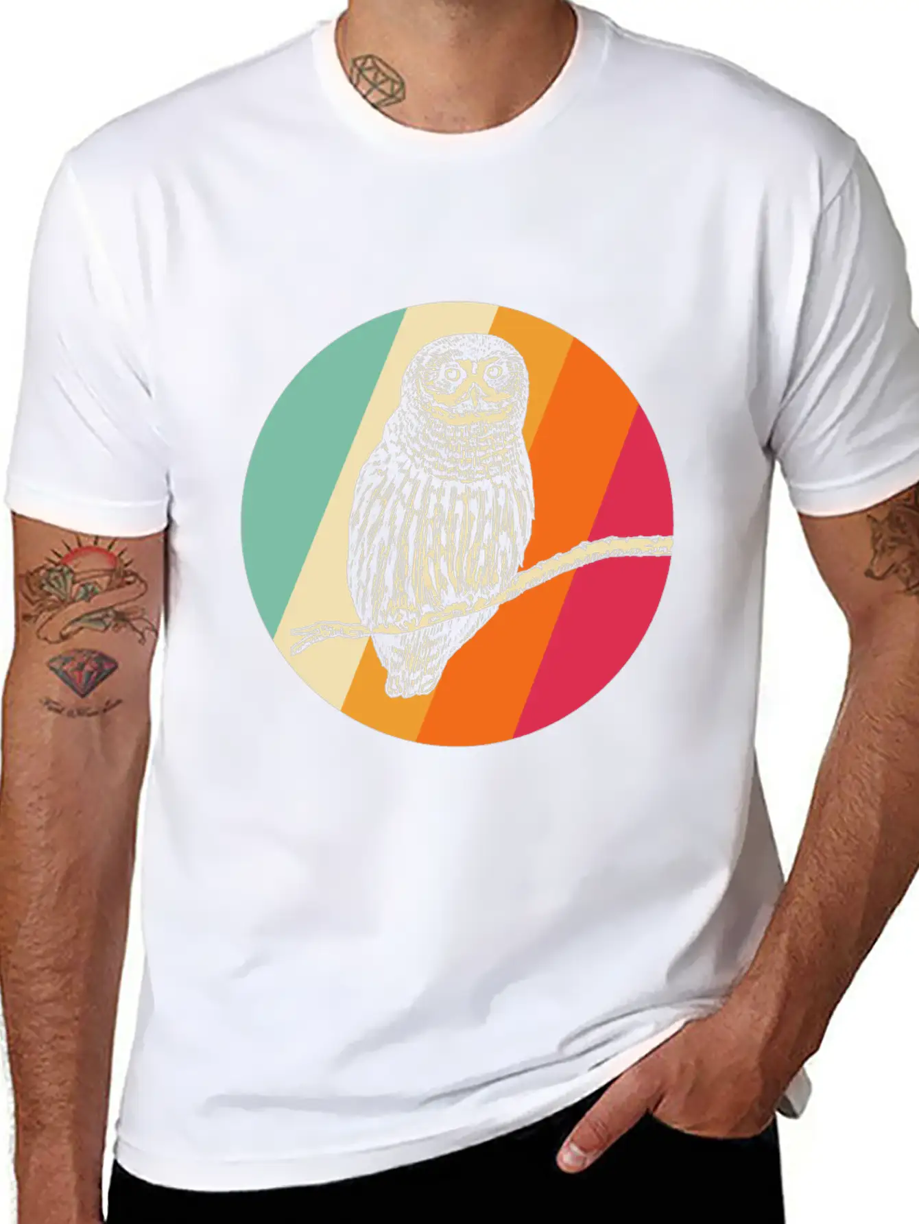 Retro Owl Essential Cotton Tee For Daily Outfits – Unisex Style