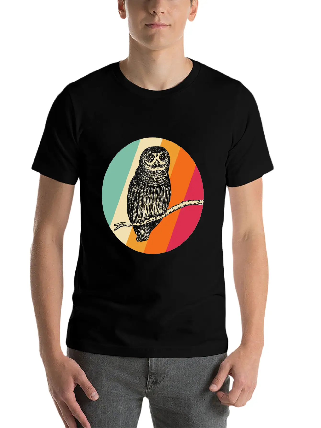 Retro Owl Essential Cotton Tee For Daily Outfits – Unisex Style