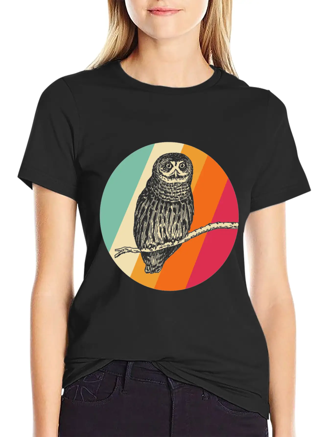Retro Owl Essential Cotton Tee For Daily Outfits – Unisex Style