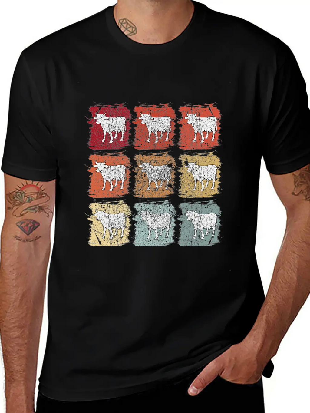 Retro Pop Art Cow Bull Unisex Casual T-Shirt – Clean Design For Daily Comfort