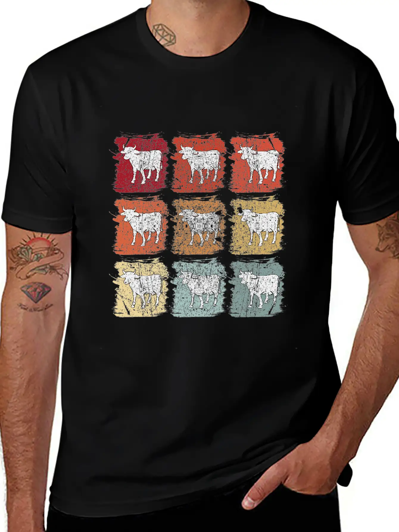 Retro Pop Art Cow Bull Unisex Casual T-Shirt – Clean Design For Daily Comfort