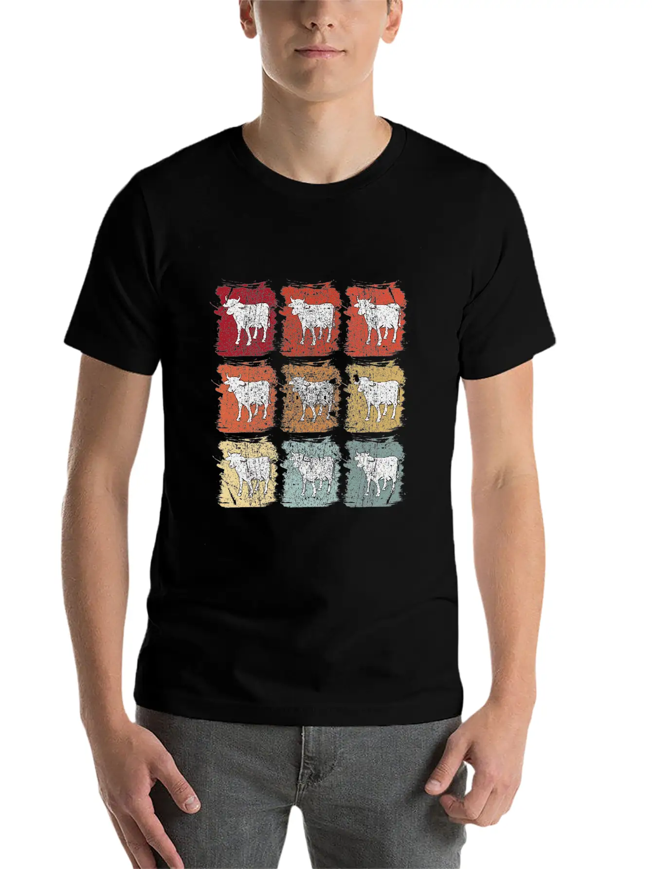 Retro Pop Art Cow Bull Unisex Casual T-Shirt – Clean Design For Daily Comfort