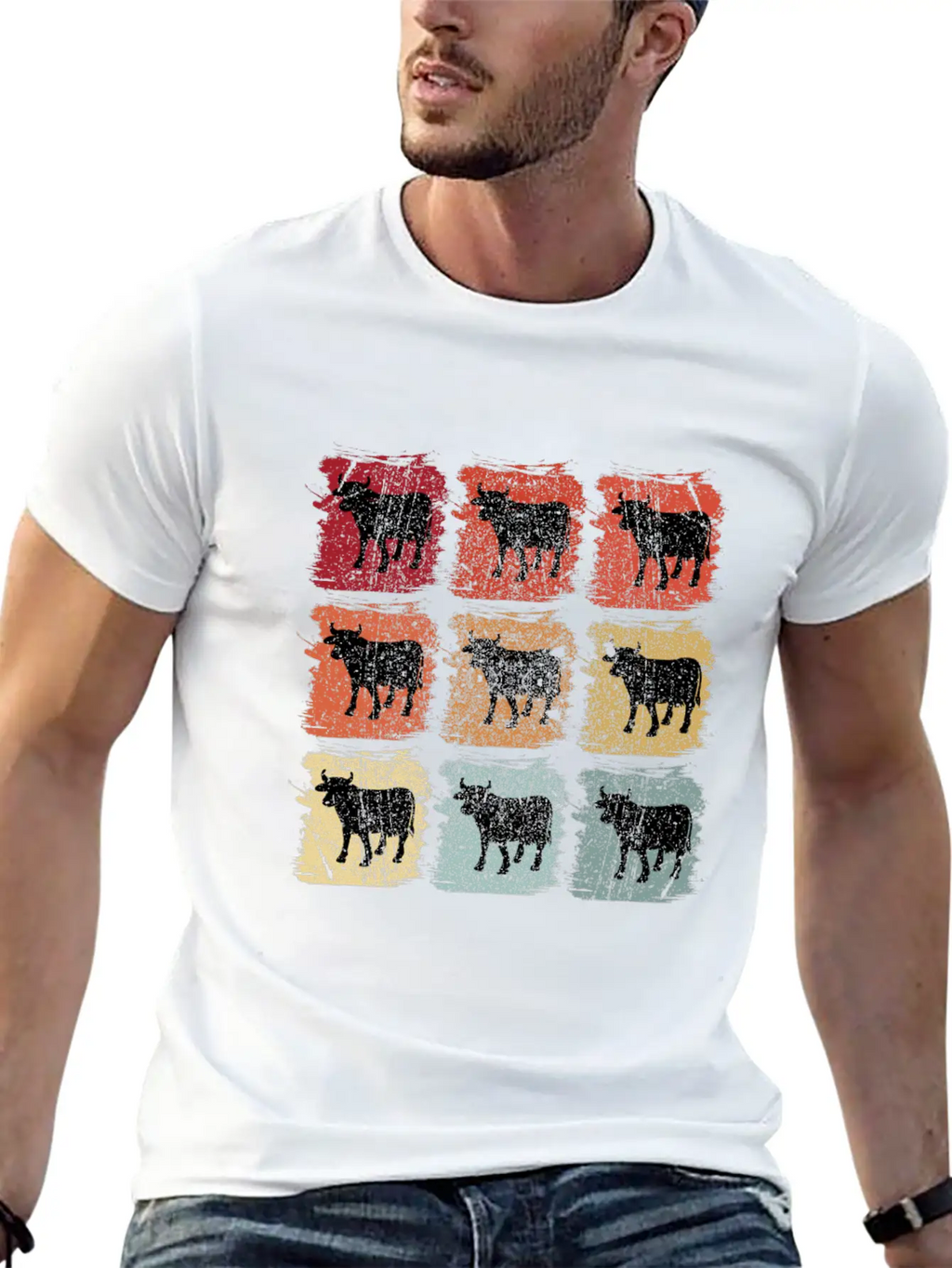 Retro Pop Art Cow Bull Unisex Casual T-Shirt – Clean Design For Daily Comfort