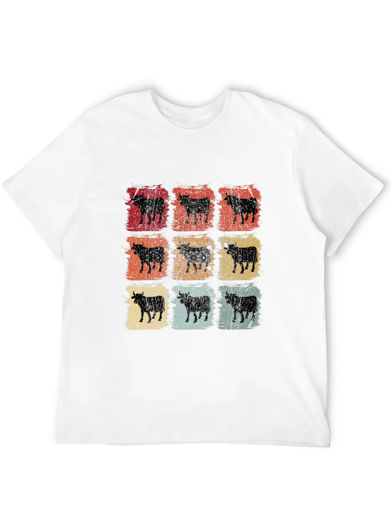 Retro Pop Art Cow Bull Unisex Casual T-Shirt – Clean Design For Daily Comfort