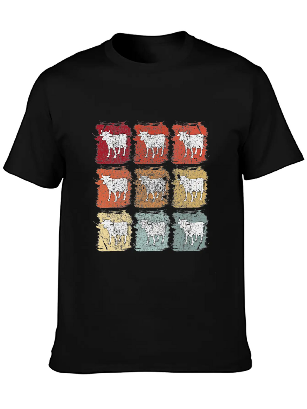 Retro Pop Art Cow Bull Unisex Casual T-Shirt – Clean Design For Daily Comfort