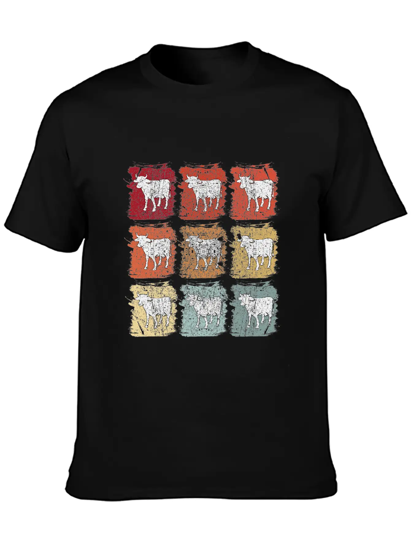 Retro Pop Art Cow Bull Unisex Casual T-Shirt – Clean Design For Daily Comfort