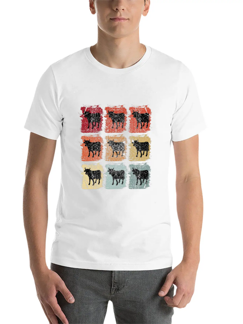 Retro Pop Art Cow Bull Unisex Casual T-Shirt – Clean Design For Daily Comfort