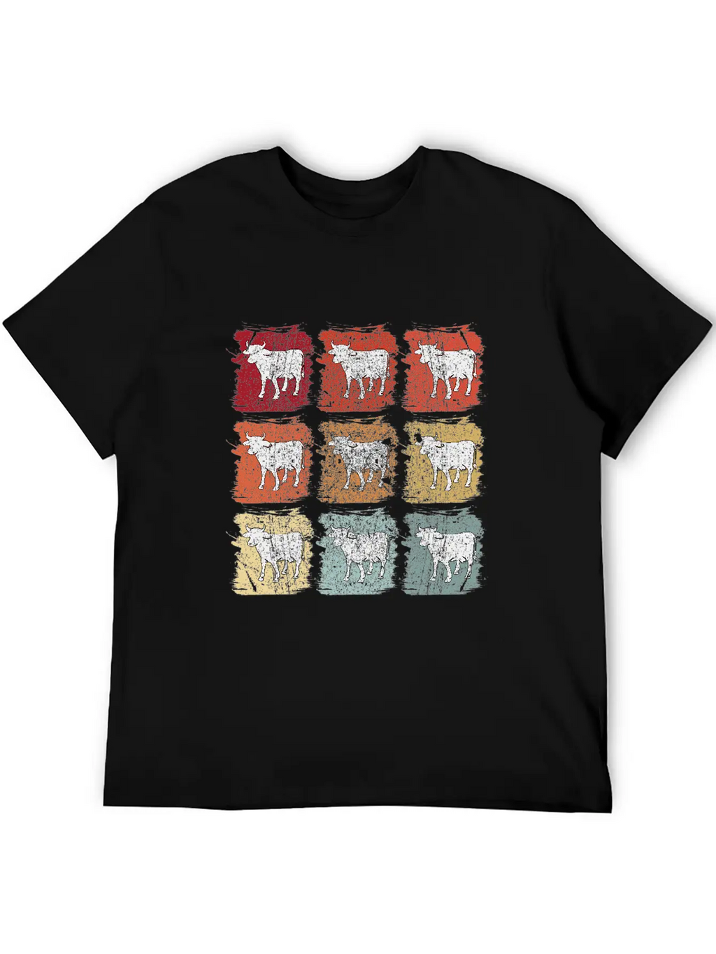 Retro Pop Art Cow Bull Unisex Casual T-Shirt – Clean Design For Daily Comfort