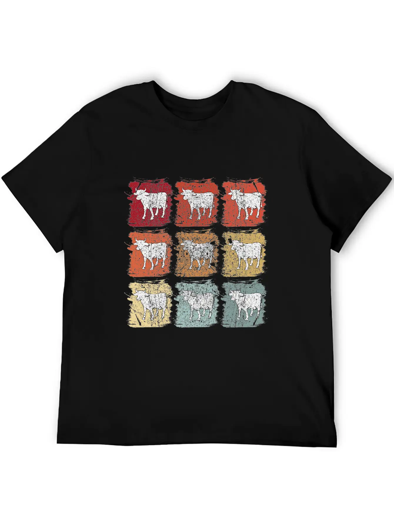 Retro Pop Art Cow Bull Unisex Casual T-Shirt – Clean Design For Daily Comfort