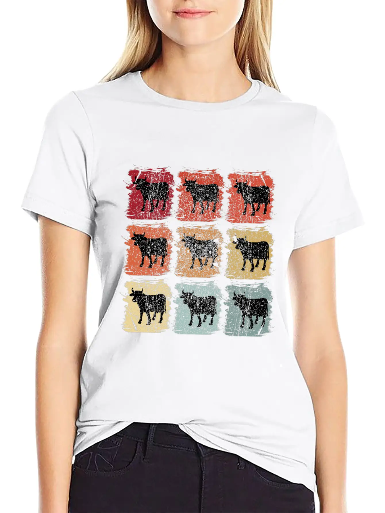 Retro Pop Art Cow Bull Unisex Casual T-Shirt – Clean Design For Daily Comfort