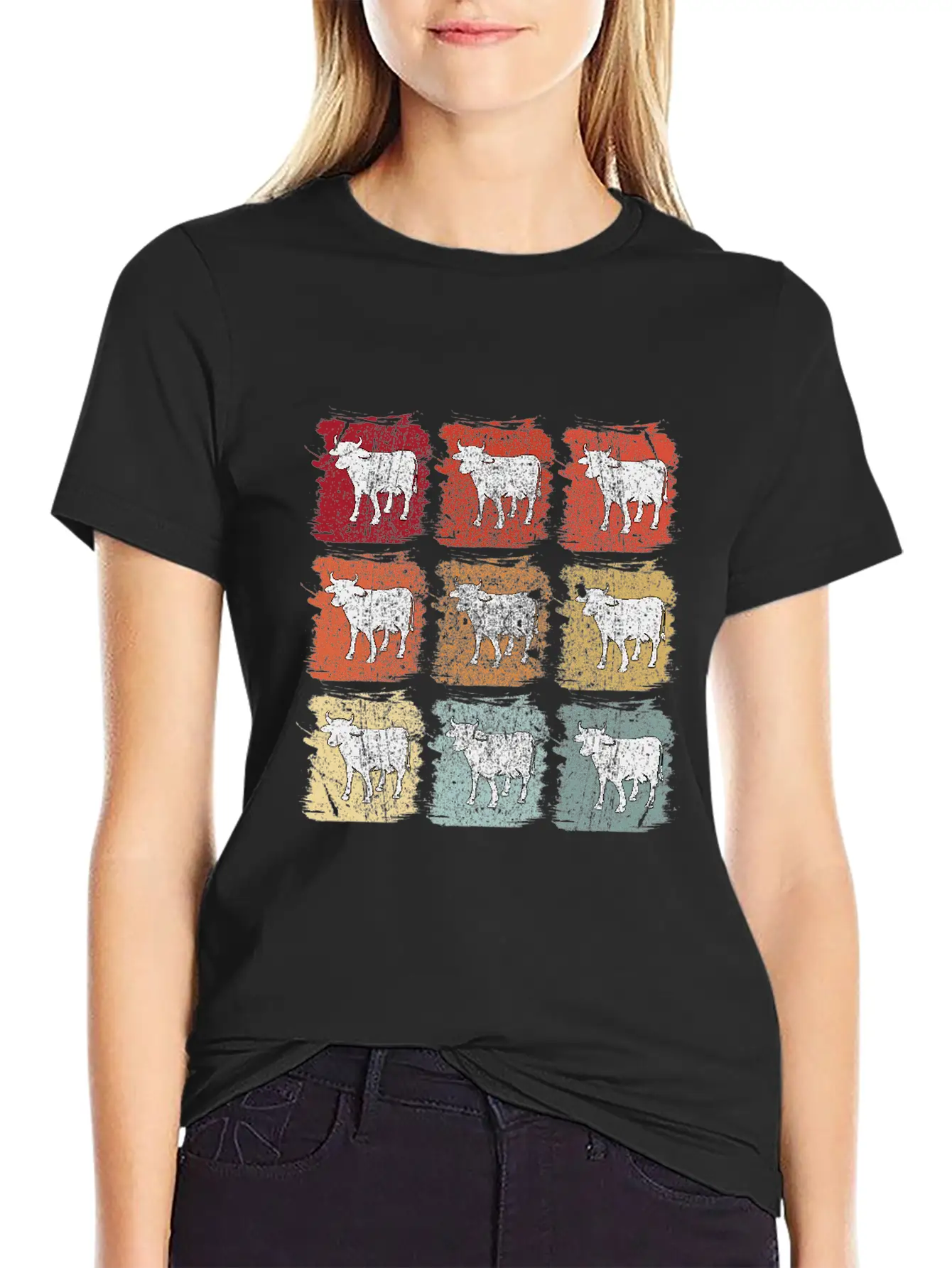 Retro Pop Art Cow Bull Unisex Casual T-Shirt – Clean Design For Daily Comfort