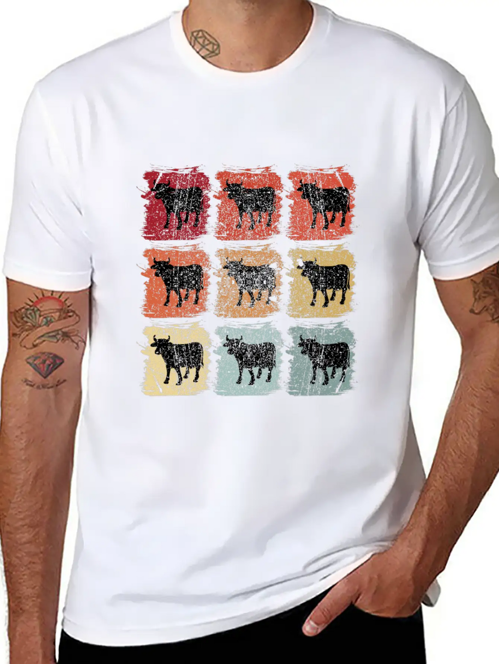 Retro Pop Art Cow Bull Unisex Casual T-Shirt – Clean Design For Daily Comfort