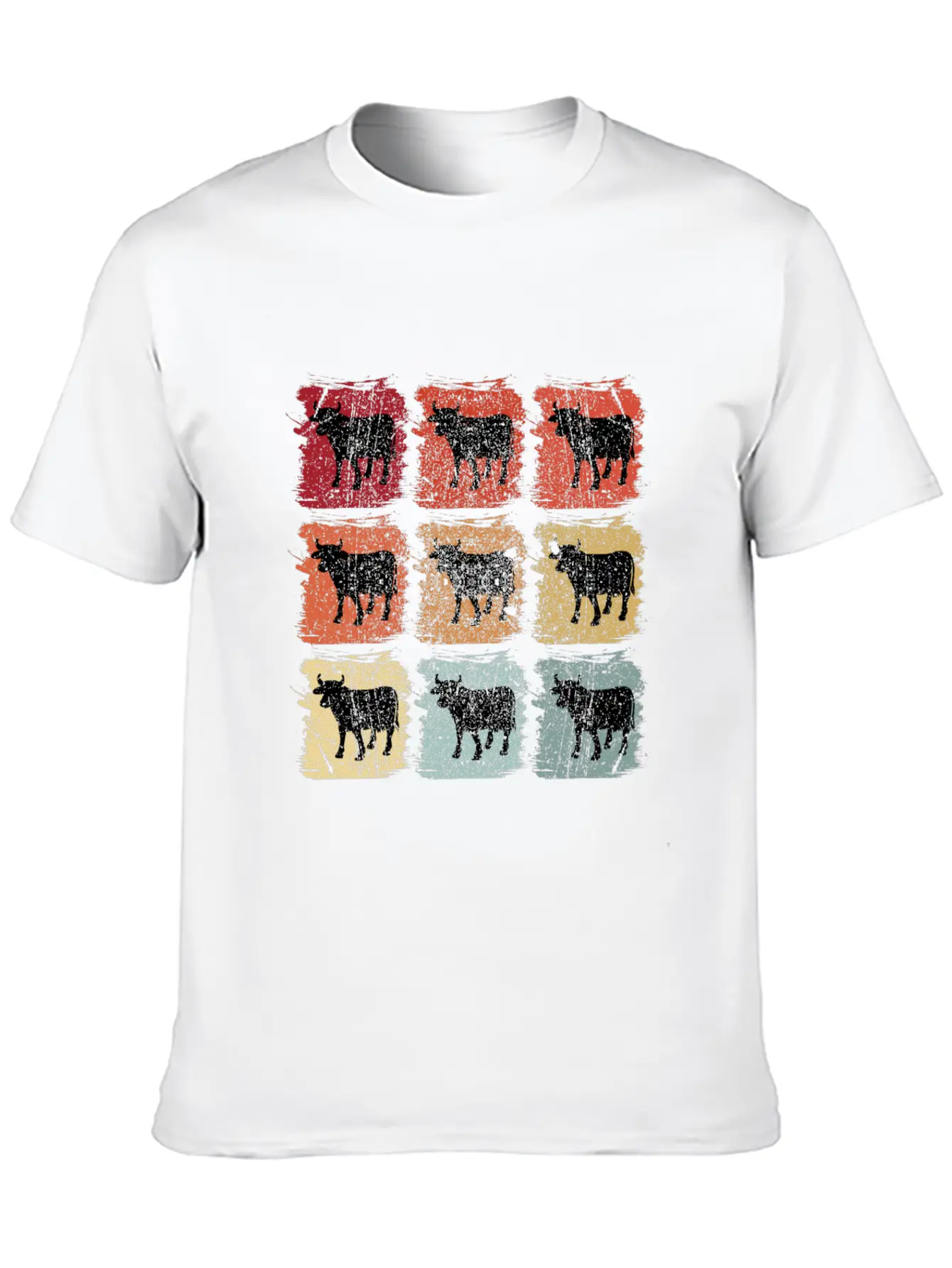 Retro Pop Art Cow Bull Unisex Casual T-Shirt – Clean Design For Daily Comfort