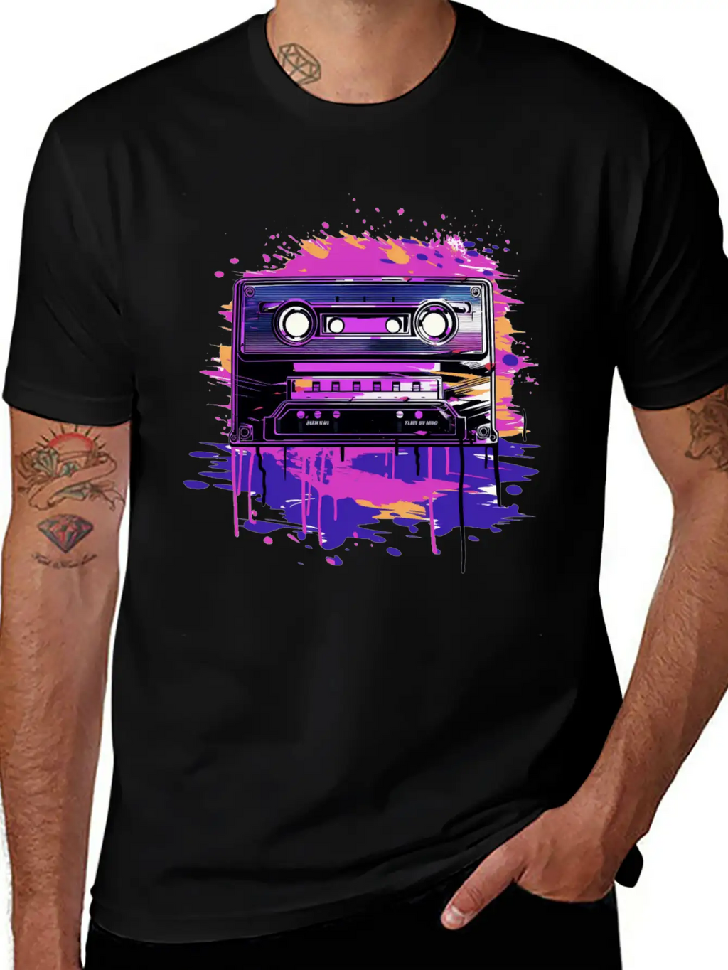 Retro Purple Groove Essential Cotton Tee For Daily Outfits – Unisex Style