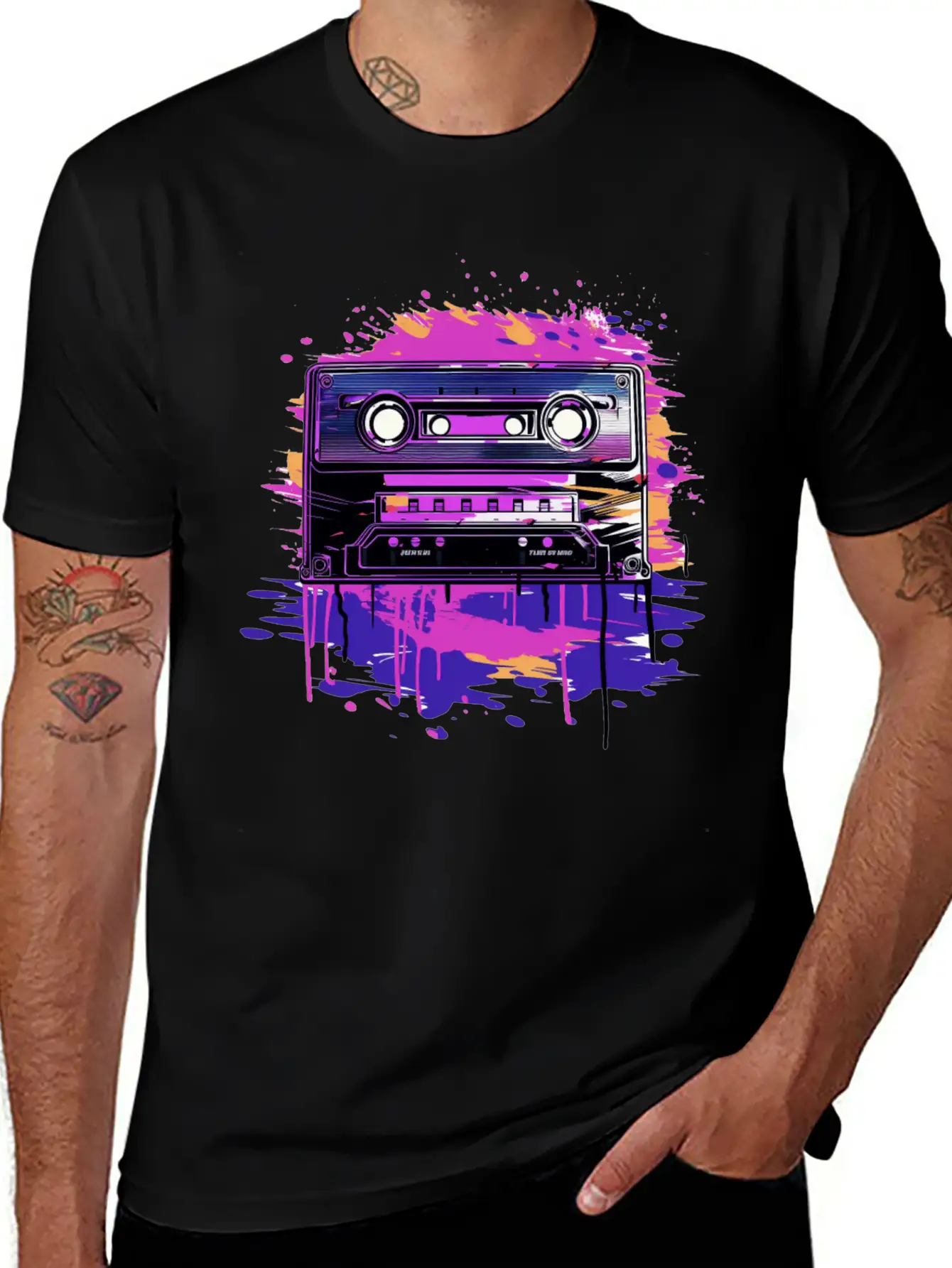 Retro Purple Groove Essential Cotton Tee For Daily Outfits – Unisex Style