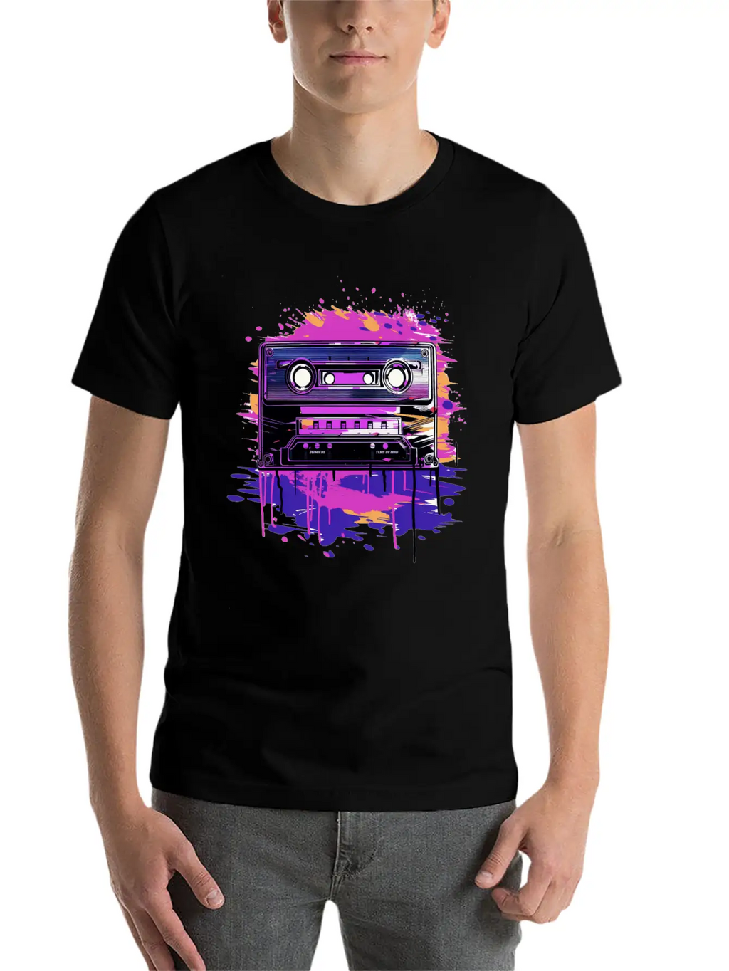 Retro Purple Groove Essential Cotton Tee For Daily Outfits – Unisex Style