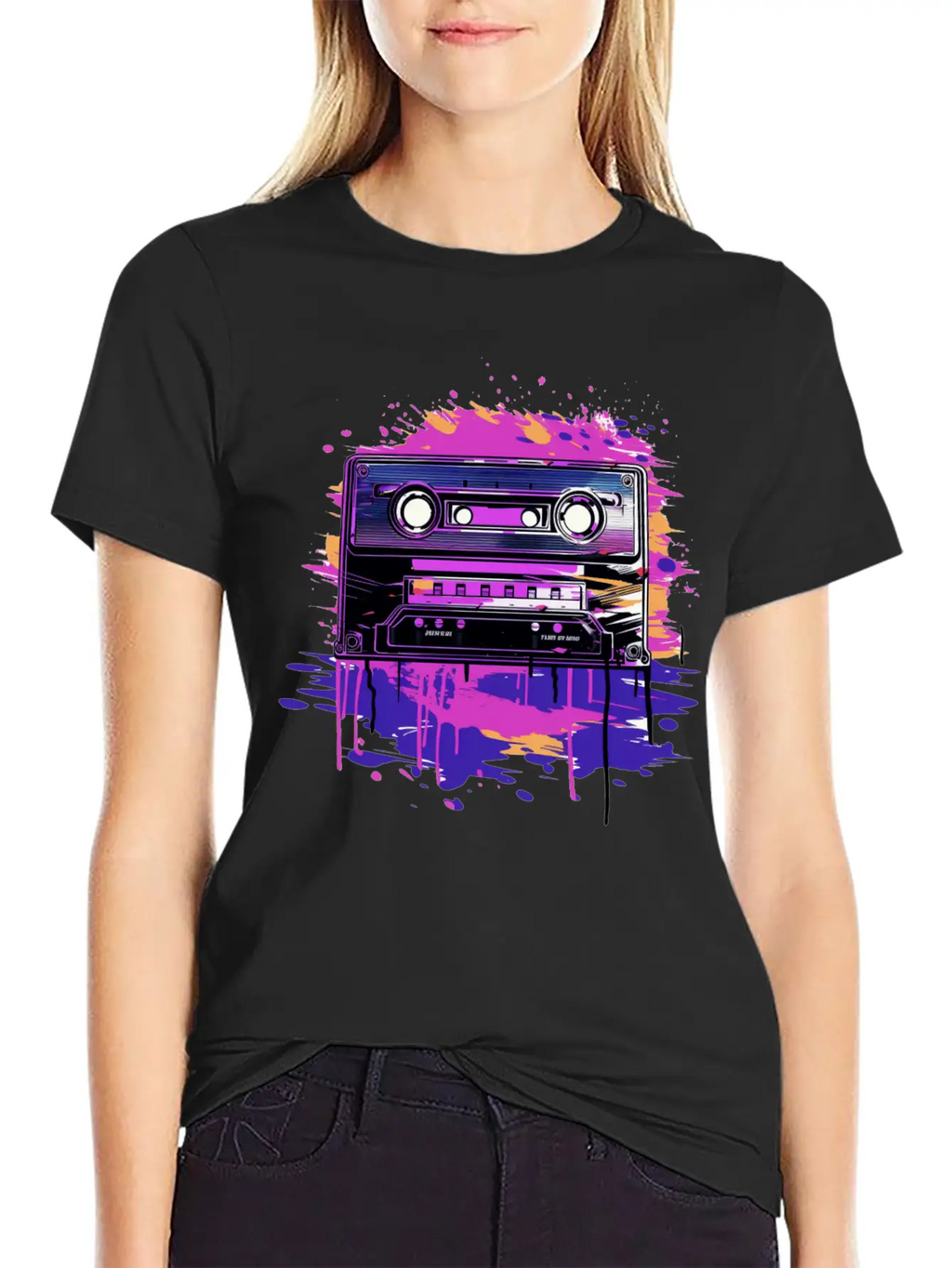Retro Purple Groove Essential Cotton Tee For Daily Outfits – Unisex Style