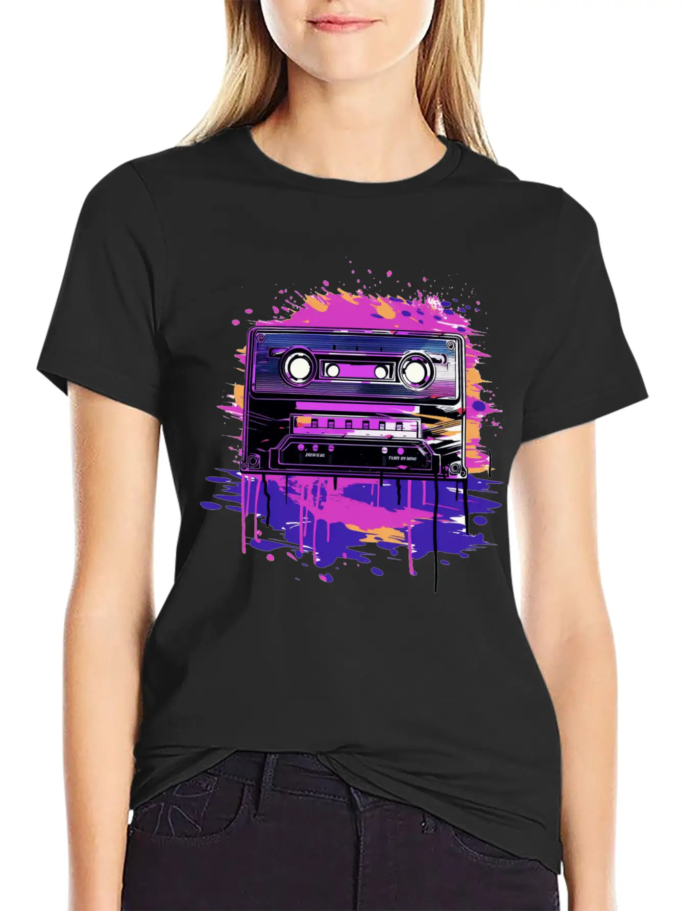 Retro Purple Groove Essential Cotton Tee For Daily Outfits – Unisex Style