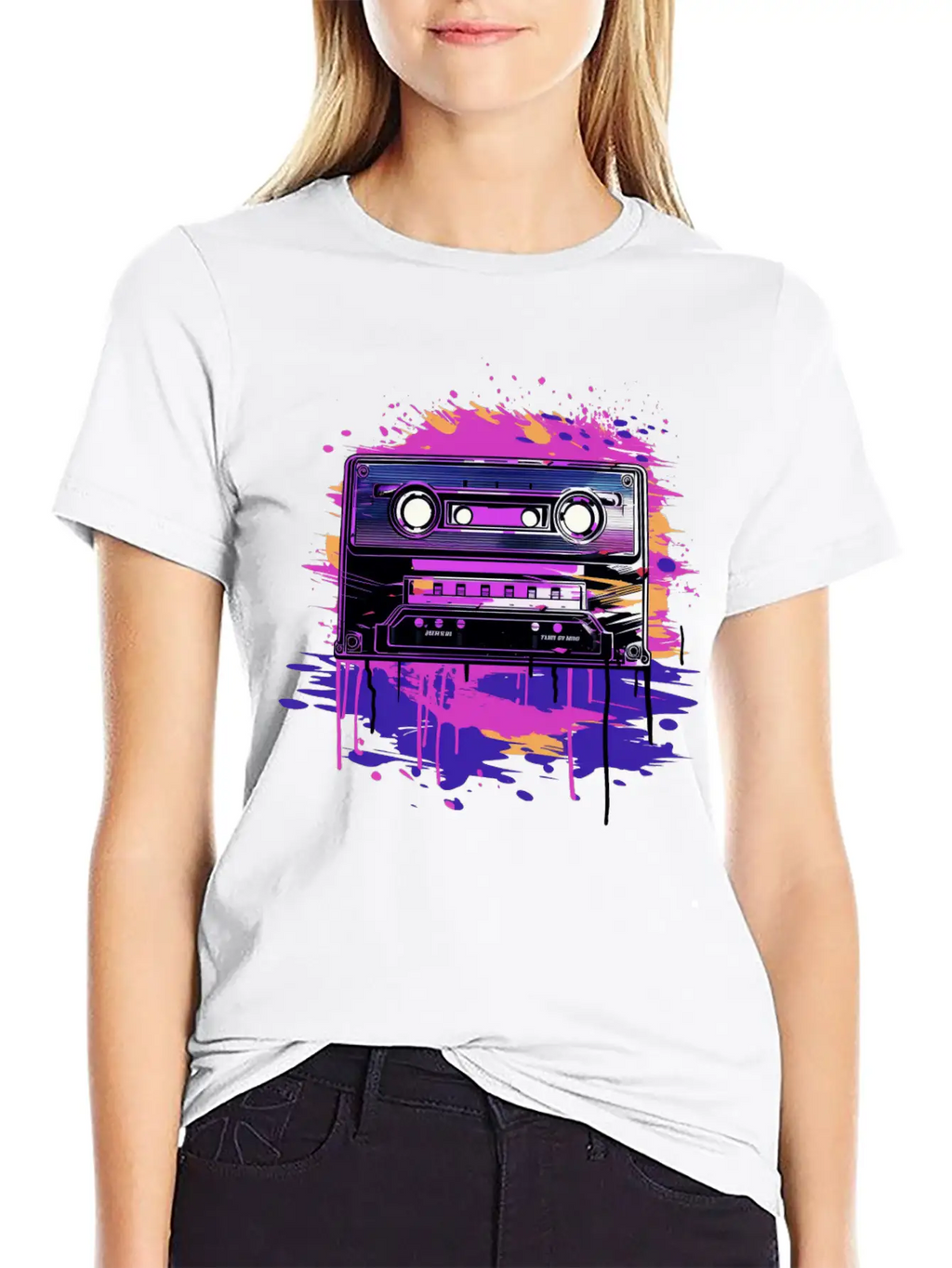 Retro Purple Groove Essential Cotton Tee For Daily Outfits – Unisex Style