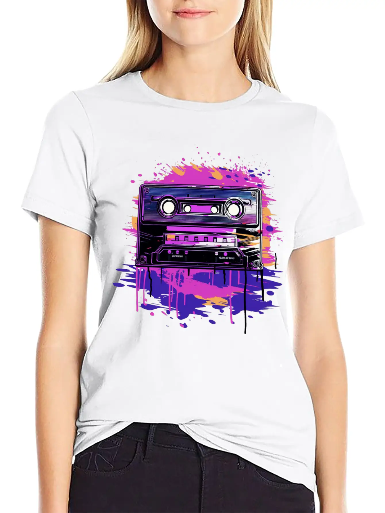 Retro Purple Groove Essential Cotton Tee For Daily Outfits – Unisex Style