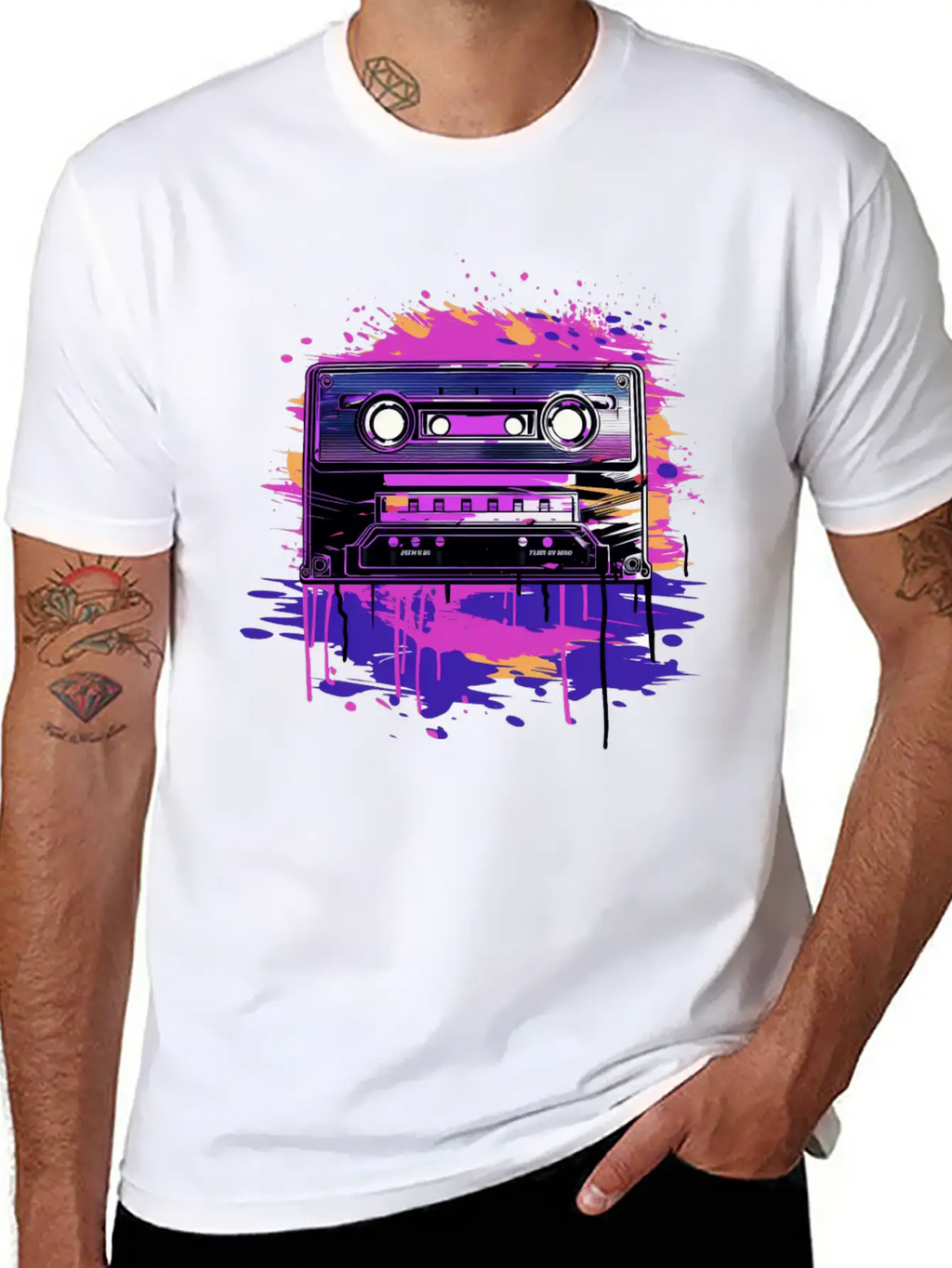 Retro Purple Groove Essential Cotton Tee For Daily Outfits – Unisex Style