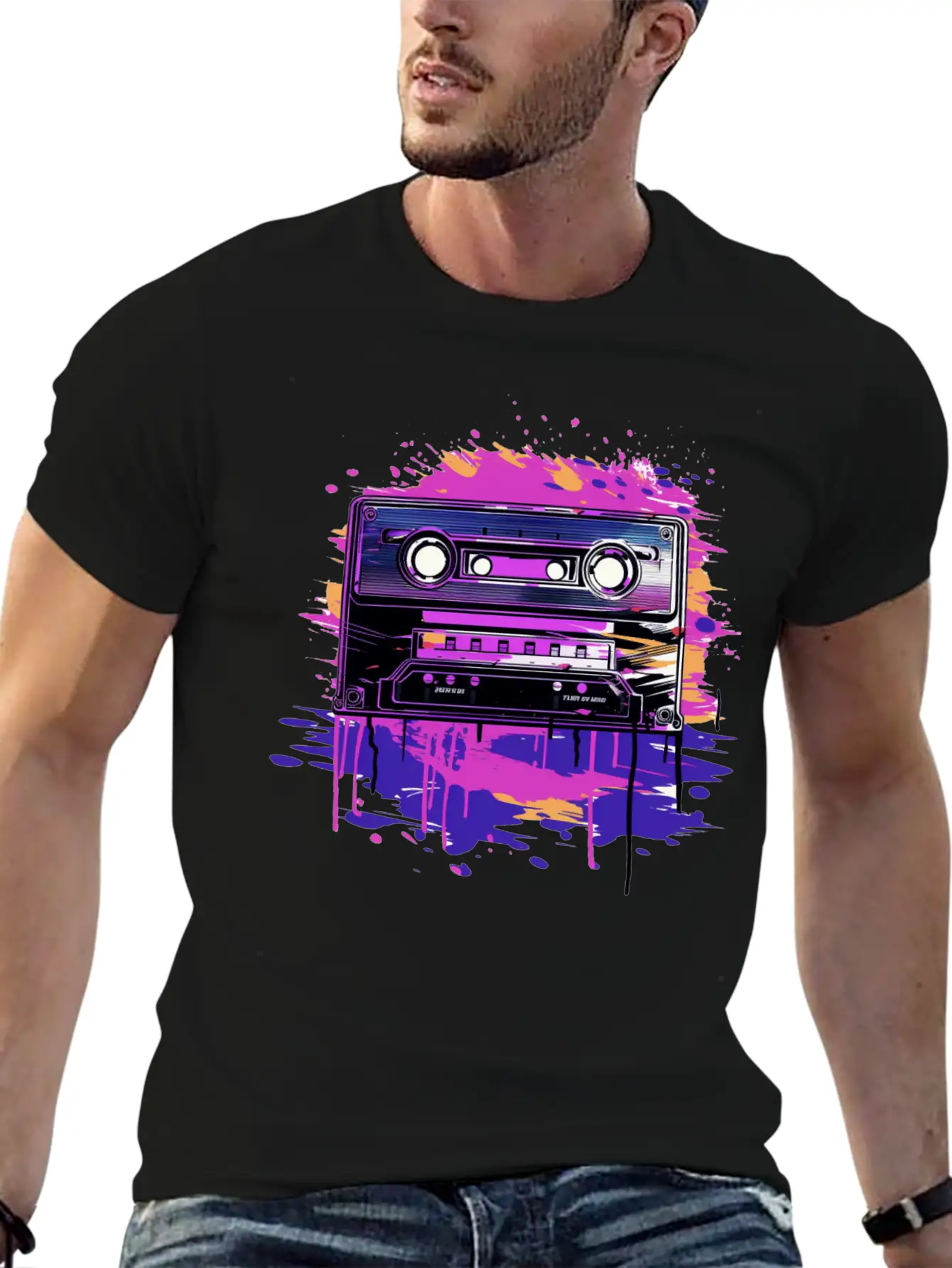 Retro Purple Groove Essential Cotton Tee For Daily Outfits – Unisex Style