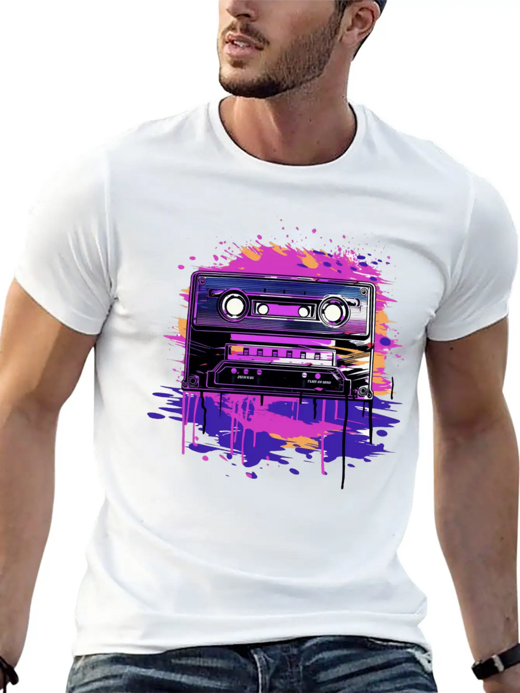 Retro Purple Groove Essential Cotton Tee For Daily Outfits – Unisex Style